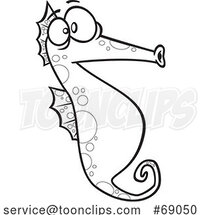 Cartoon Black and White Seahorse by Toonaday