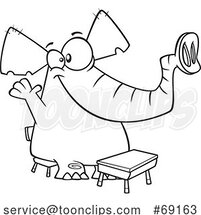 Cartoon Black and White Class Elephant Raising Its Hand by Toonaday
