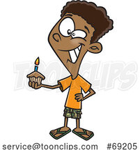 Cartoon Boy Holding a Birthday Cupcake by Toonaday
