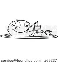 Cartoon Lineart Happy Otter Floating with a Drink by Toonaday