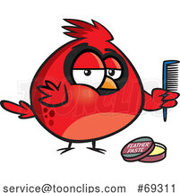 Cartoon Cardinal Bird with Feather Paste and a Comb by Toonaday