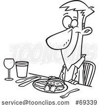 Cartoon Lineart Happy Guy at a Diner by Toonaday