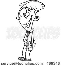 Black and White Cartoon Young Business Man Rolling up His Sleeves by Toonaday