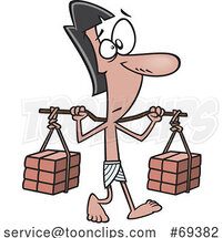 Cartoon Ancient Egyptian Laborer with Bricks by Toonaday