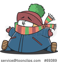 Cartoon Chubby Boy Bundled up for Winter by Toonaday