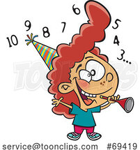 Cartoon Girl Counting down to the New Year by Toonaday