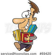 Cartoon Jolly Guy Carrying Christmas Gifts by Toonaday