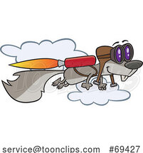 Cartoon Squirrel Flying with a Rocket by Toonaday