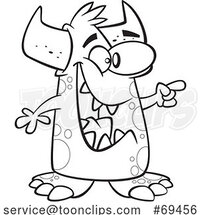 Cartoon Black and White Monster Laughing and Pointing by Toonaday