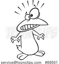 Cartoon Black and White Scared Penguin by Toonaday