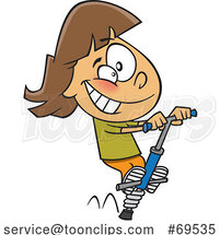 Cartoon Girl Playing on a Pogo Stick by Toonaday