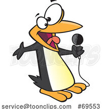 Cartoon Penguin Singing with a Microphone by Toonaday