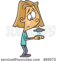 Cartoon Lady Holding a Stormy Tea Cup by Toonaday