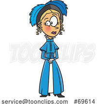 Cartoon Emma Woodhouse in a Blue Hat and Dress by Toonaday