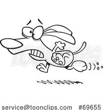 Cartoon Black and White Dog Running Scared by Toonaday
