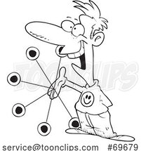 Cartoon Black and White Guy Playing with a Yoyo by Toonaday