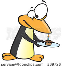 Cartoon Birthday Penguin with a Cupcake by Toonaday