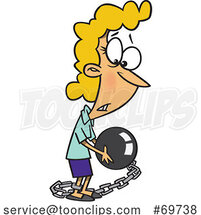 Cartoon Lady Carrying a Ball and Chain by Toonaday