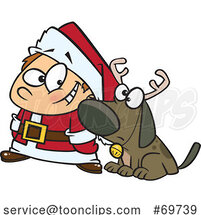 Cartoon Boy Santa and Reindeer Dog by Toonaday