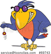 Cartoon Buff Bird Playing with a Yoyo by Toonaday