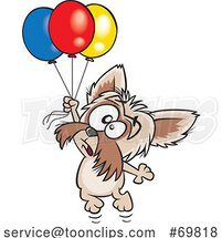 Cartoon Birthday Pup Floating with Balloons by Toonaday