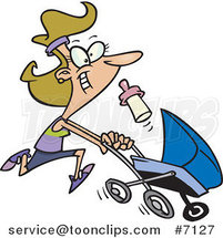 Cartoon Mother Running with a Pram by Toonaday