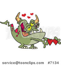 Cartoon Romantic Monster Holding Paper Hearts by Toonaday