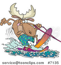 Cartoon Waterskiing Moose by Toonaday