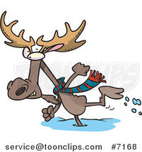 Cartoon Moose Running in the Snow by Toonaday
