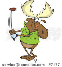 Cartoon Golfing Moose by Toonaday