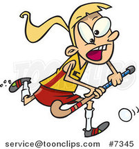 Cartoon Girl Playing Field Hockey by Toonaday