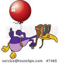 Cartoon Flightless Bird Tied to a Balloon by Toonaday