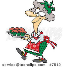 Cartoon Mrs Claus Baking Cupcakes by Toonaday