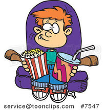 Cartoon Boy with Movie Snacks by Toonaday