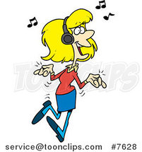 Cartoon Lady Dancing and Listening to Music by Toonaday