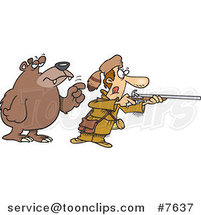 Cartoon Bear Tapping a Hunter on the Shoulder by Toonaday