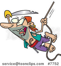 Cartoon Attacking Pirate Swinging on a Rope by Toonaday