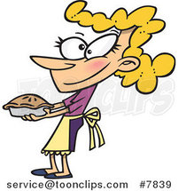 Cartoon Lady Holding out a Fresh Pie by Toonaday