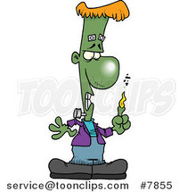 Cartoon Frankenstein with a Burning Finger by Toonaday
