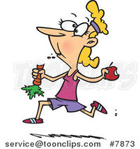 Cartoon Female Jogger Eating Her Fruits and Veggies by Toonaday