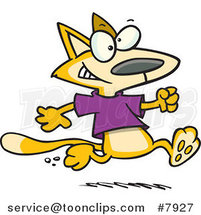 Cartoon Cat Running in a T Shirt by Toonaday