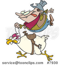 Cartoon Cowboy Riding a Chicken by Toonaday
