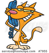 Cartoon Cat Talking on a Phone by Toonaday