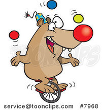 Cartoon Circus Bear Juggling on a Unicycle by Toonaday