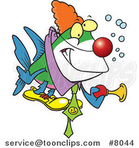 Cartoon Clown Fish Holding a Horn by Toonaday