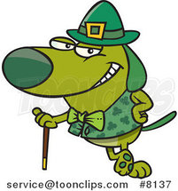 Cartoon St Patricks Day Dog Leaning on a Cane by Toonaday