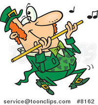 Cartoon St Patricks Day Leprechaun Playing a Flute by Toonaday