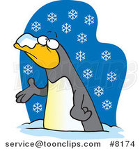 Cartoon Penguin in the Snow by Toonaday