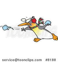 Cartoon Penguin Throwing a Snow Ball by Toonaday