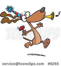 Cartoon Party Dog with Noise Makers by Toonaday